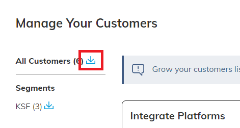 click the blue arrow to download your customer list